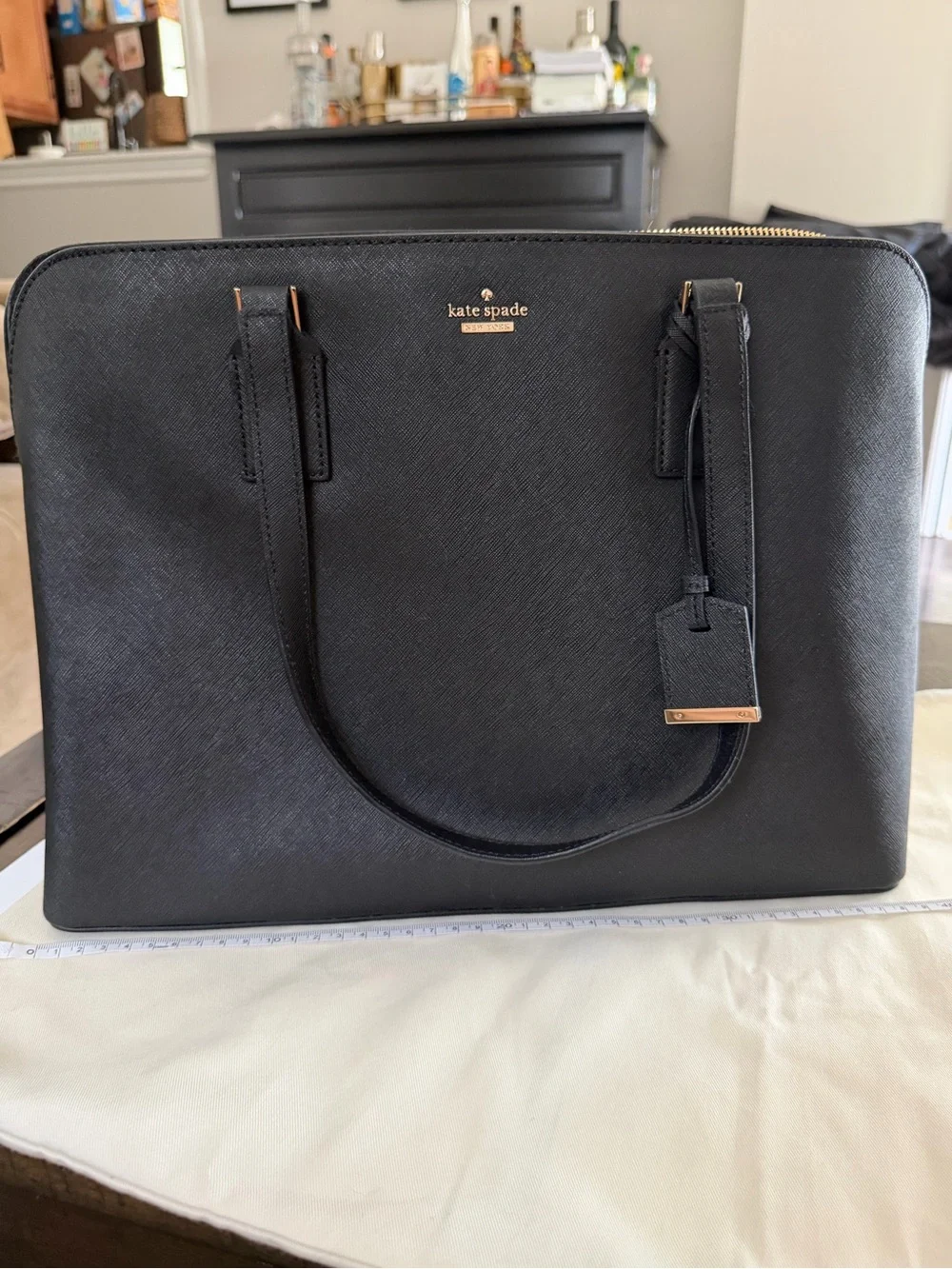 Kate Spade Black Saffiano Leather Staci Large Laptop Tote Bag